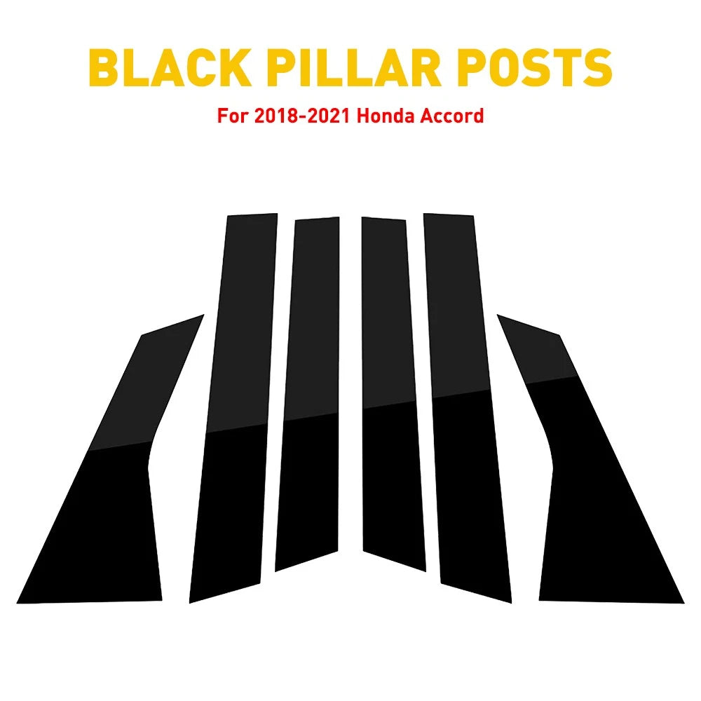 Black Pillar Posts for Honda Accord 2018-21 Set 6pc Door Trim Piano Cover Window 6B93BC-57
