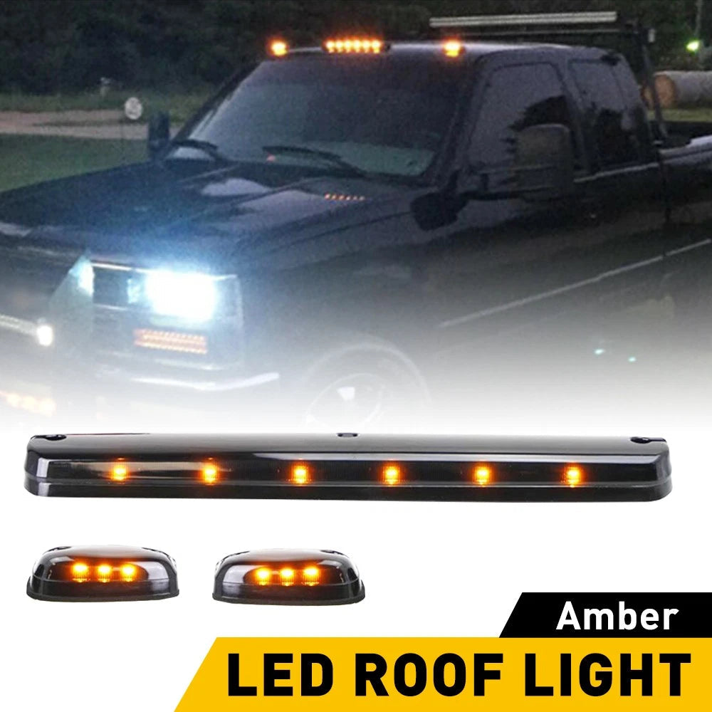 3X AMBER LED CAB ROOF MARKER LIGHTS KIT FOR 07-21 SILVERADO SIERRA 2500HD 3500HD 6B93BC-57