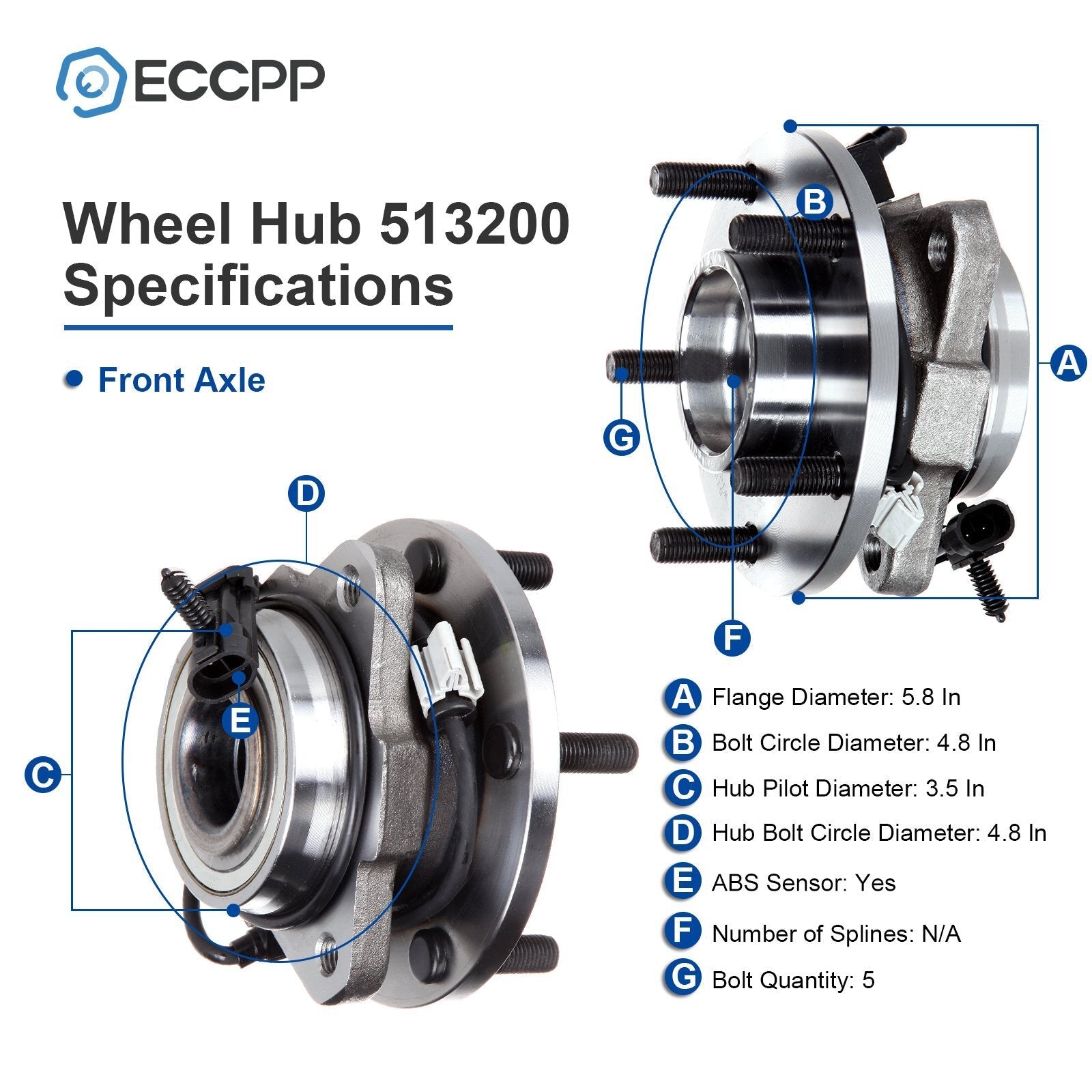 1Pc Wheel Hub Bearing Front RWD For Chevrolet Blazer GMC Jimmy 1998-2004 5 Lug 6B93BC-57