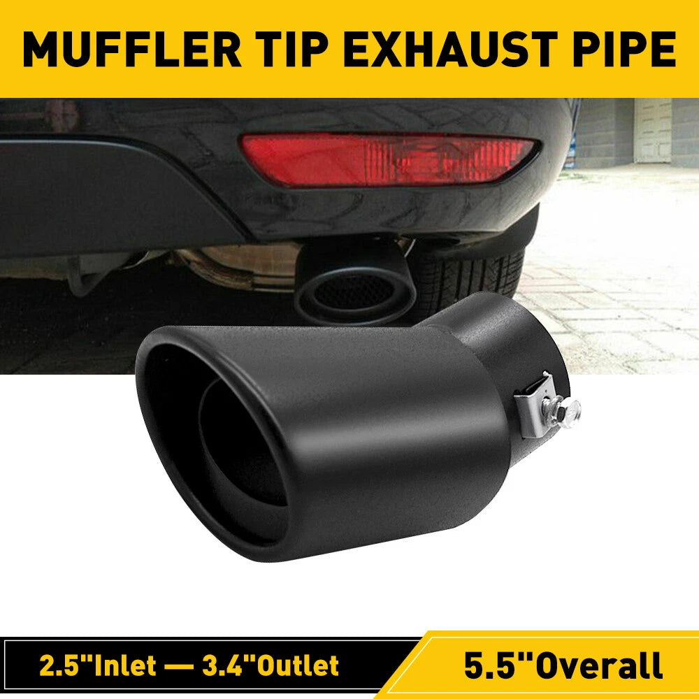 Bend Exhaust Muffler Tail Pipe Tip Tail Throat Black Stainless Steel Universal A 6B93BC-57