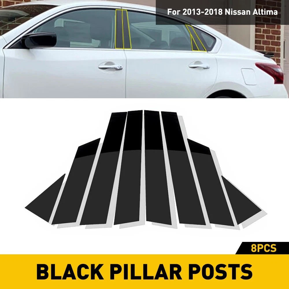 Fit For Nissan Altima 8PCS 2013-2018 Black Pillar Posts Window Door Trim Cover 6B93BC-57