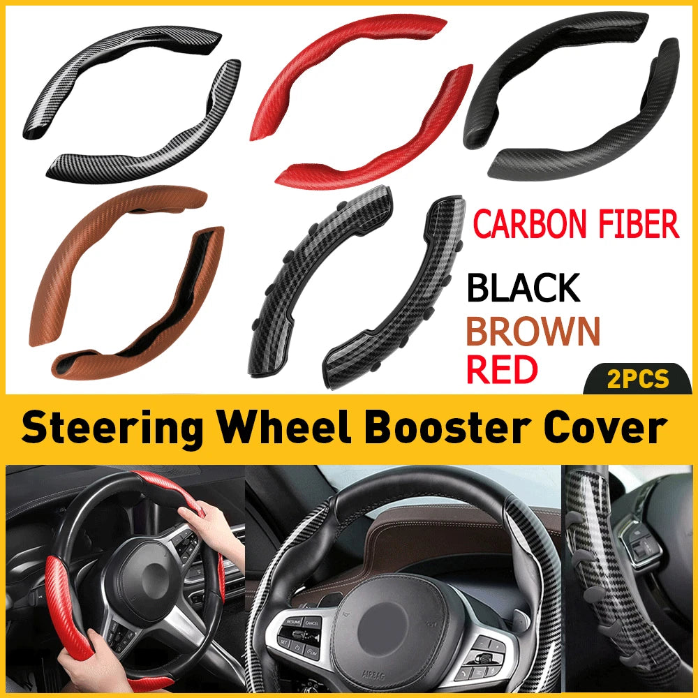 Car Steering Wheel Booster Non-Slip Cover Carbon Fiber Universal Accessorie EOA 6B93BC-57