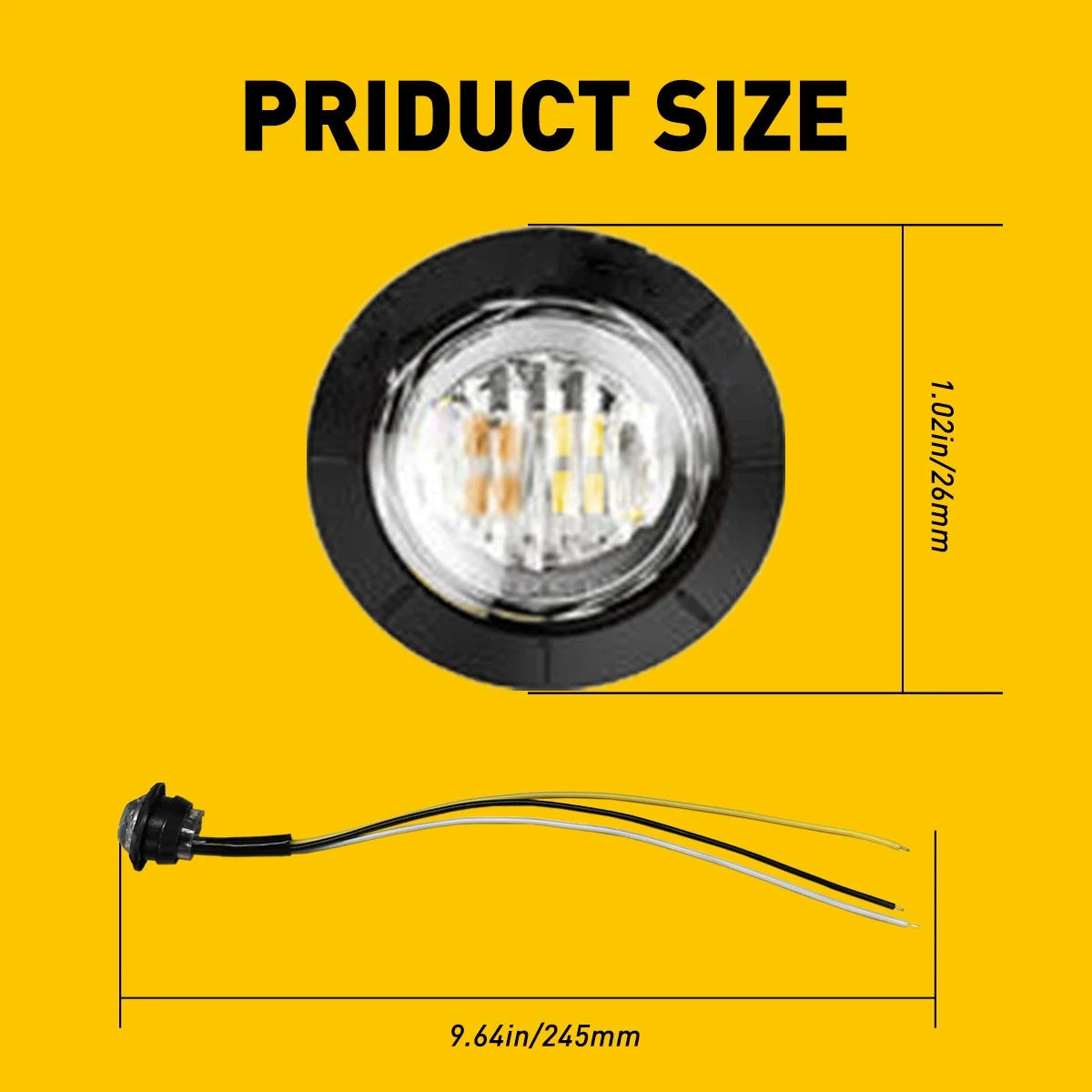 20X 3/4" Amber White Small Round Side Marker lights LED Mini Button lamps 12V EA 6B93BC-57