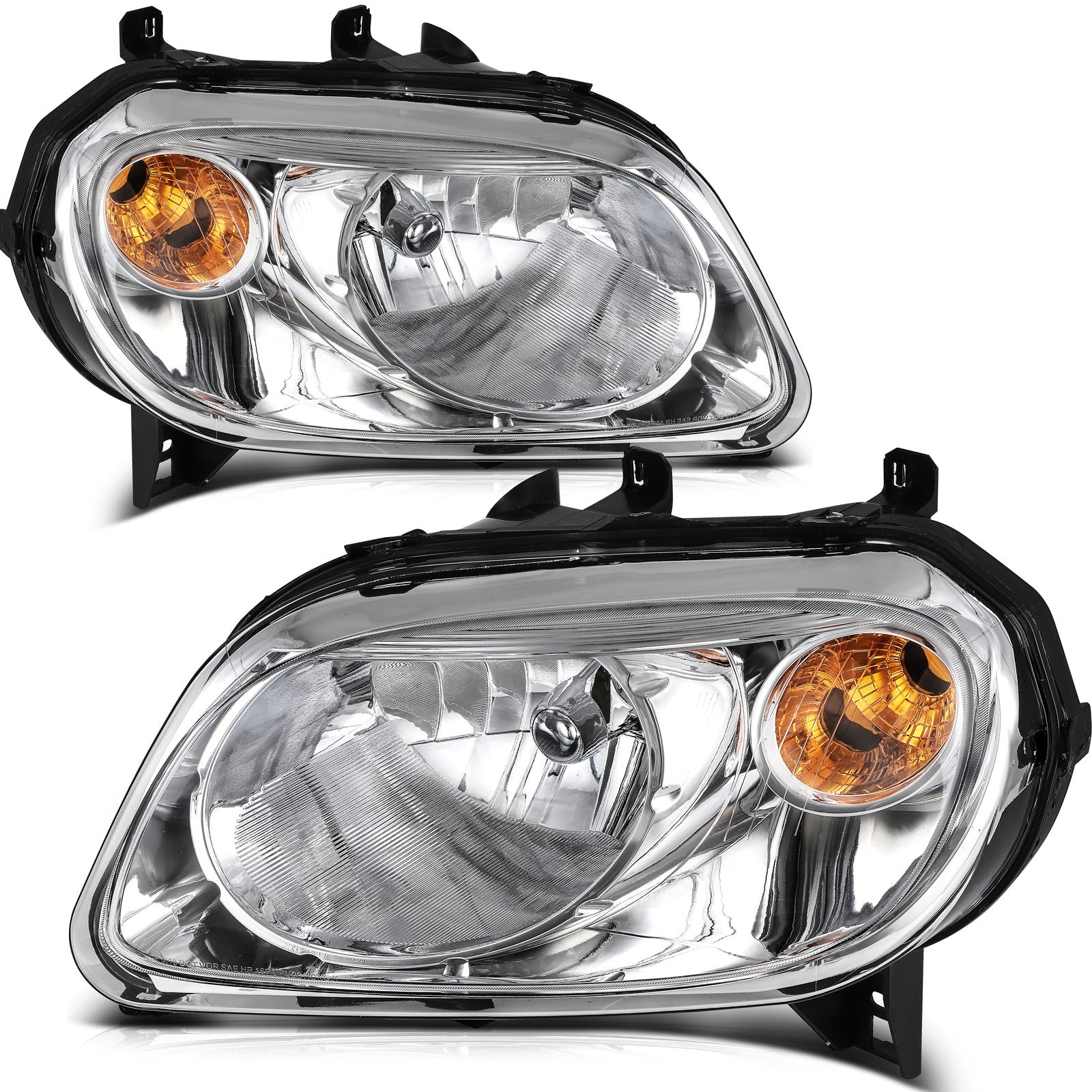Pair Kit Halogen Headlights Assembly For 2006-2011 Chevrolet HHR Chrome Amber 6B93BC-57