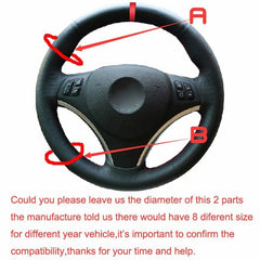 5D Carbon Fiber&Leather Steering Wheel Hand-stitch on Wrap Cover For BMW E90 E92