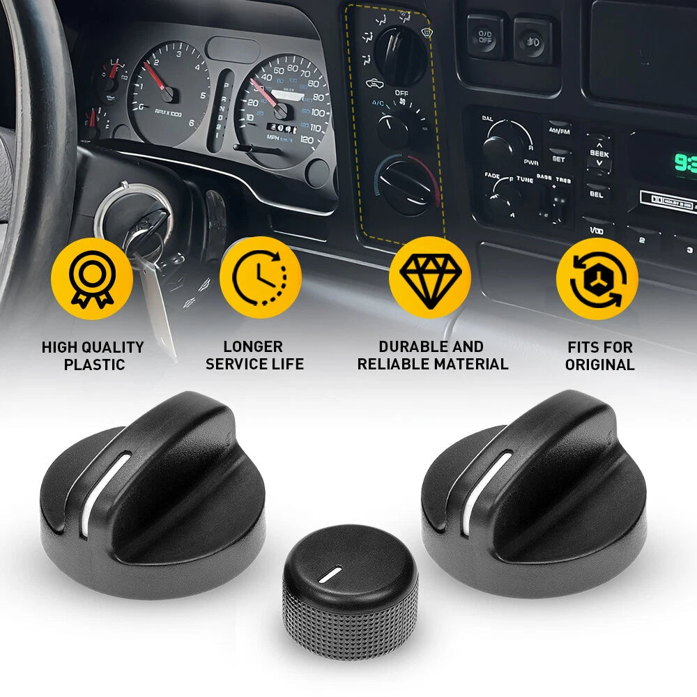 3pcs For 1994-1997 Dodge Ram 1500 2500 3500 Knob Control of Heater A/C HVAC Fan 6B93BC-57