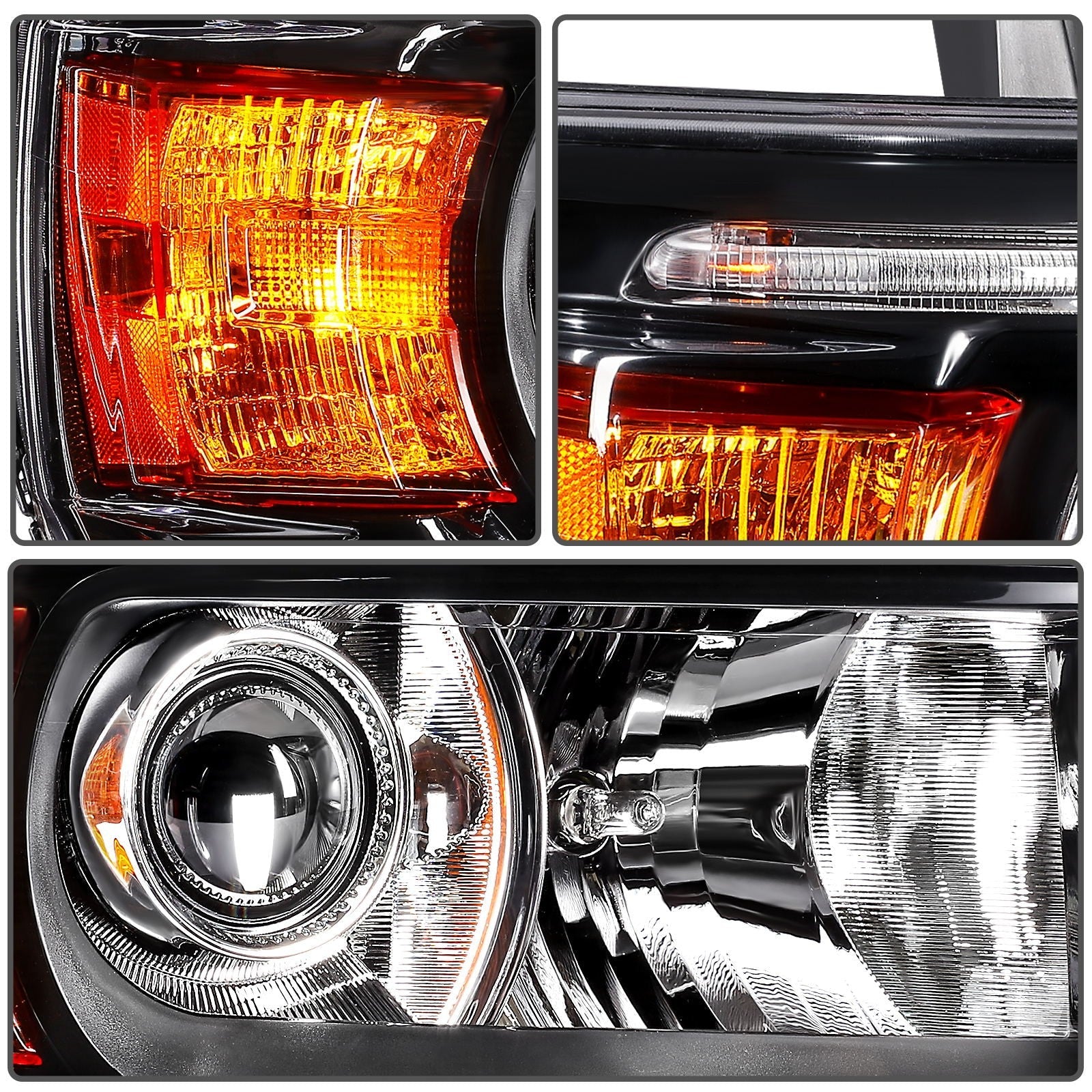 Pair Kit Headlights Assembly For 2015-2022 GMC Canyon 2.5L 2.8L 3.6L Black Amber 6B93BC-57