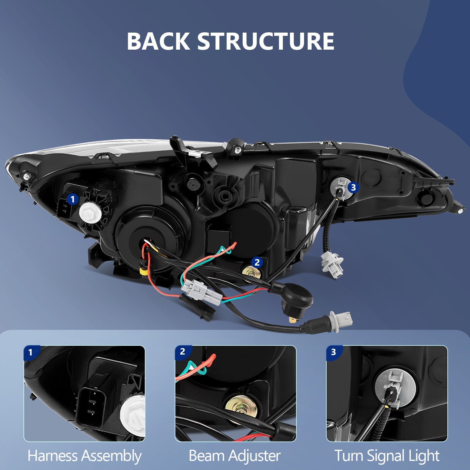 Fits 2014-2020 Honda FIT Front Headlights Assembly w/ Reflective Bowl Lamps 6B93BC-57