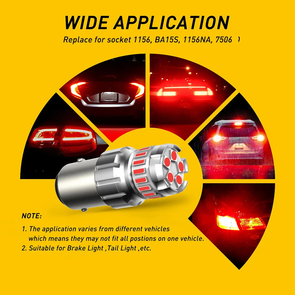 7506 1156 Error Free Red LED Brake Stop Light Lamp Bulb for Audi BMW VW Mercedes 6B93BC-57