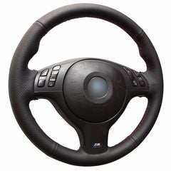 Top Leather Steering Wheel Hand-stitch on Wrap Cover For BMW E46 E39 330i 530i