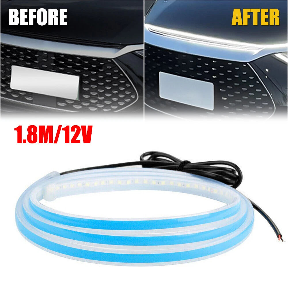 White 180cm Flexible Car Hood Day Running lED Light Strip Accessories Universal 6B93BC-57