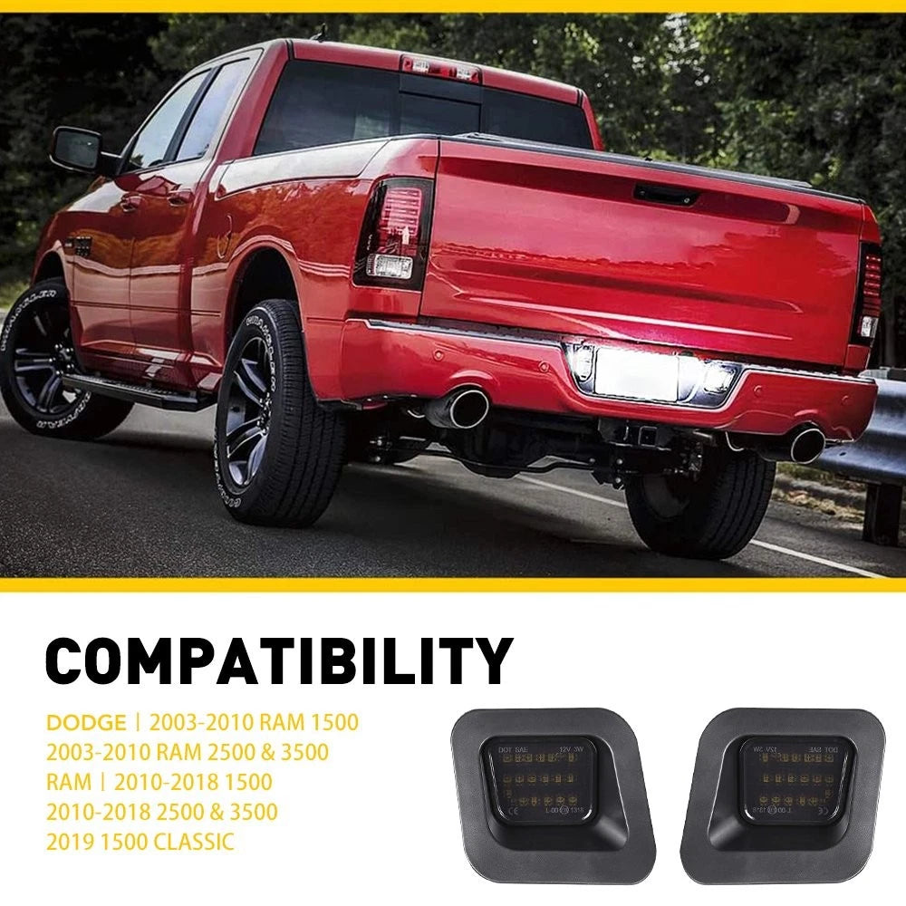 LED Rear License Plate Lights For 2003-2018 Dodge Ram 1500 2500 3500 SMOKED LENS 6B93BC-57