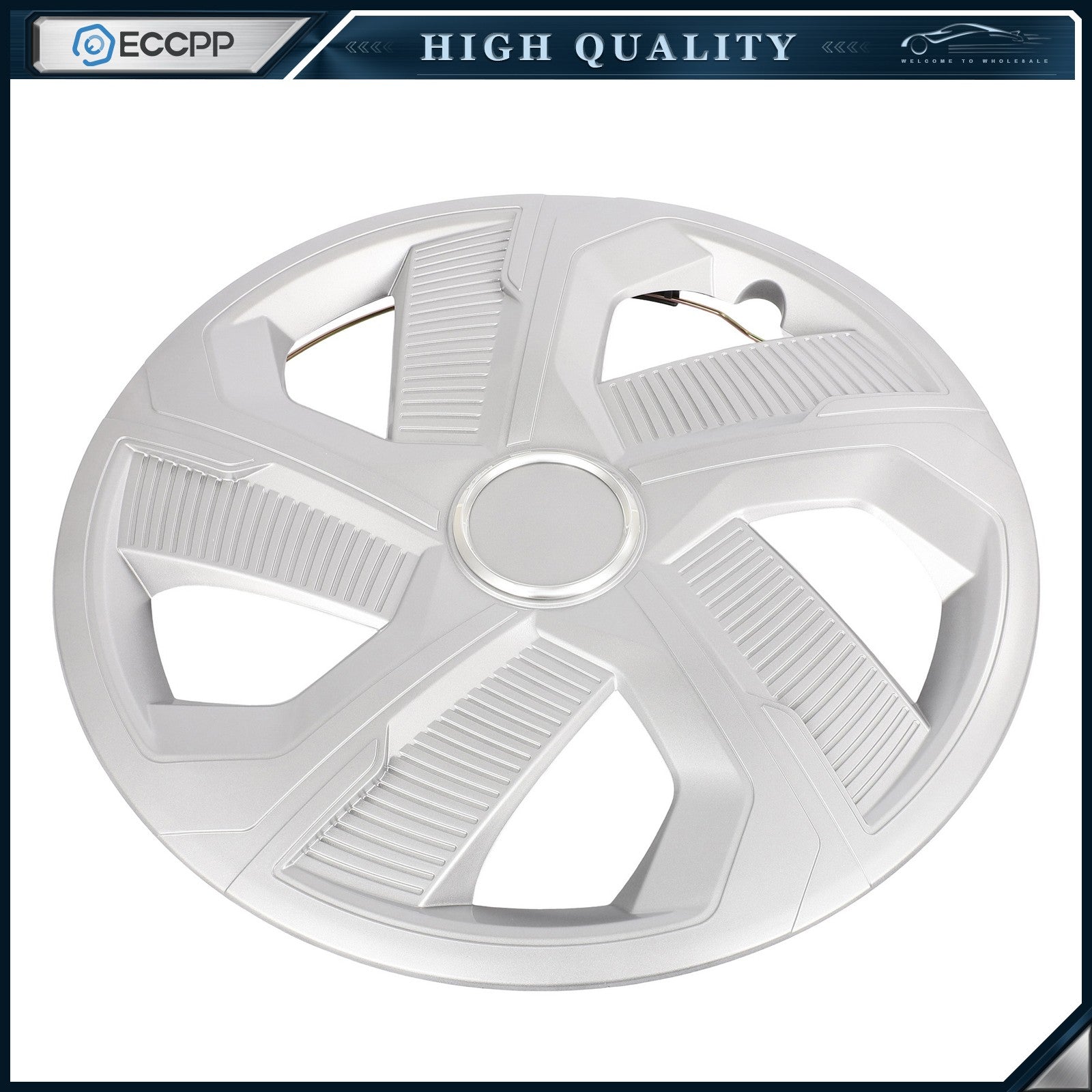 ECCPP 4Pcs 16 inch Wheel Hub Caps For R16 Tires Wheel Rim Covers Snap-On Silver KOEEP