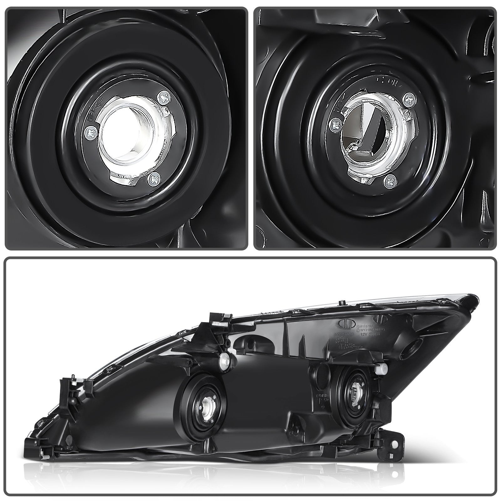 For 2003-2007 Honda Accord Black Clear Lens Left+Right Pair Headlights Assembly 6B93BC-57