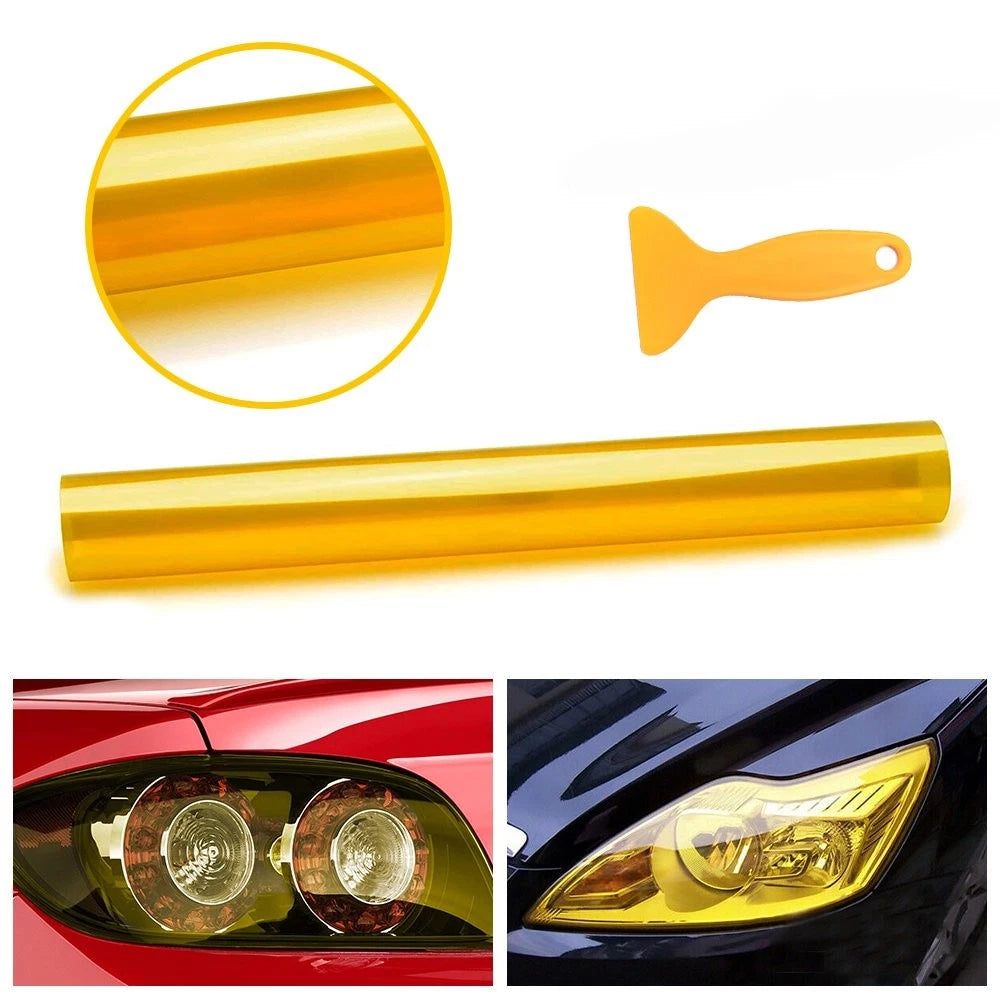 Yellow Tint Film Car Headlights Tail Lights Cover Car Vinyl Wrap 30cm X 180cm EA 6B93BC-57