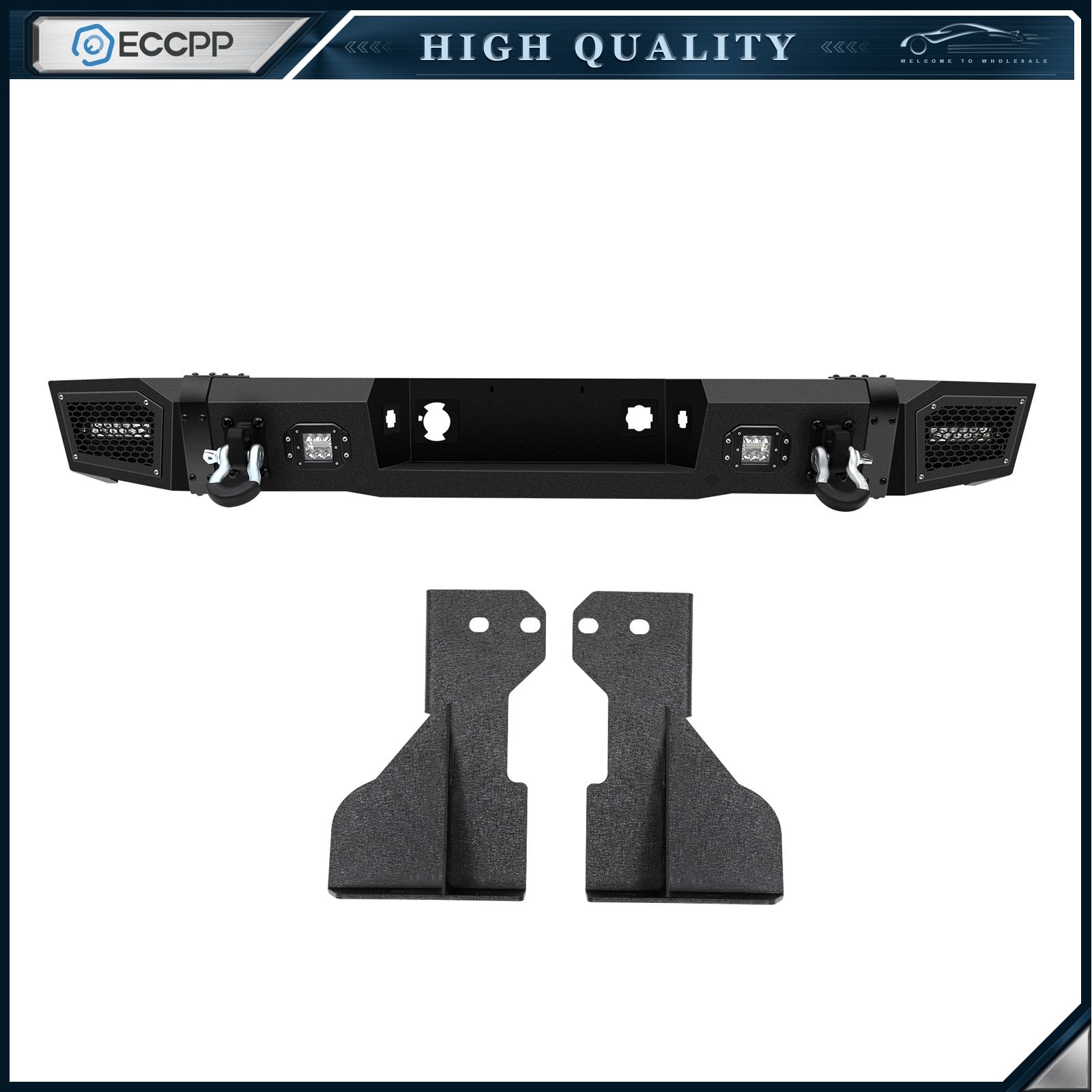 For 2011-2014 Chevy Silverado 2500 3500 Front & Rear Bumper w/ Led Lights D-ring 6B93BC-57