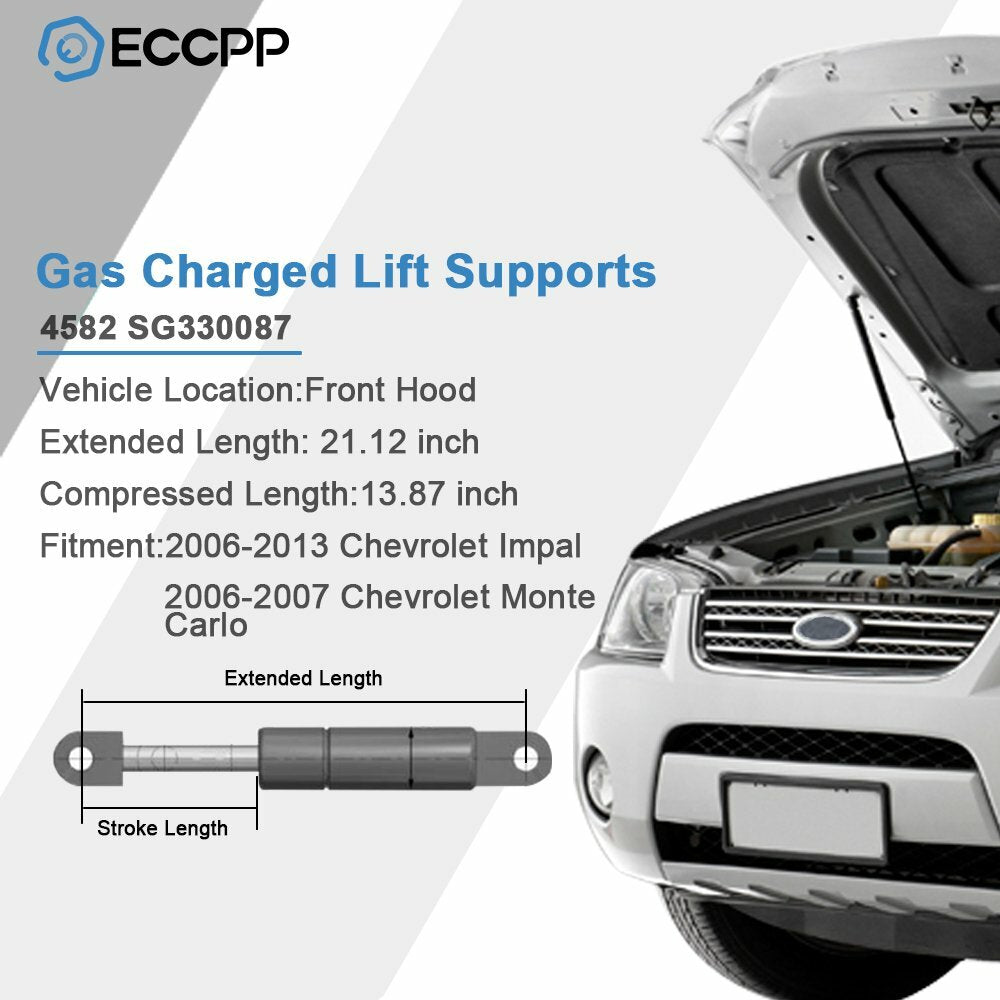 ECCPP 2x Front Hood Lift Support Gas Spring Fits 2006-2016 Chevrolet Impala 4582 ECCPP