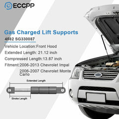 ECCPP 2x Front Hood Lift Support Gas Spring Fits 2006-2016 Chevrolet Impala 4582 ECCPP