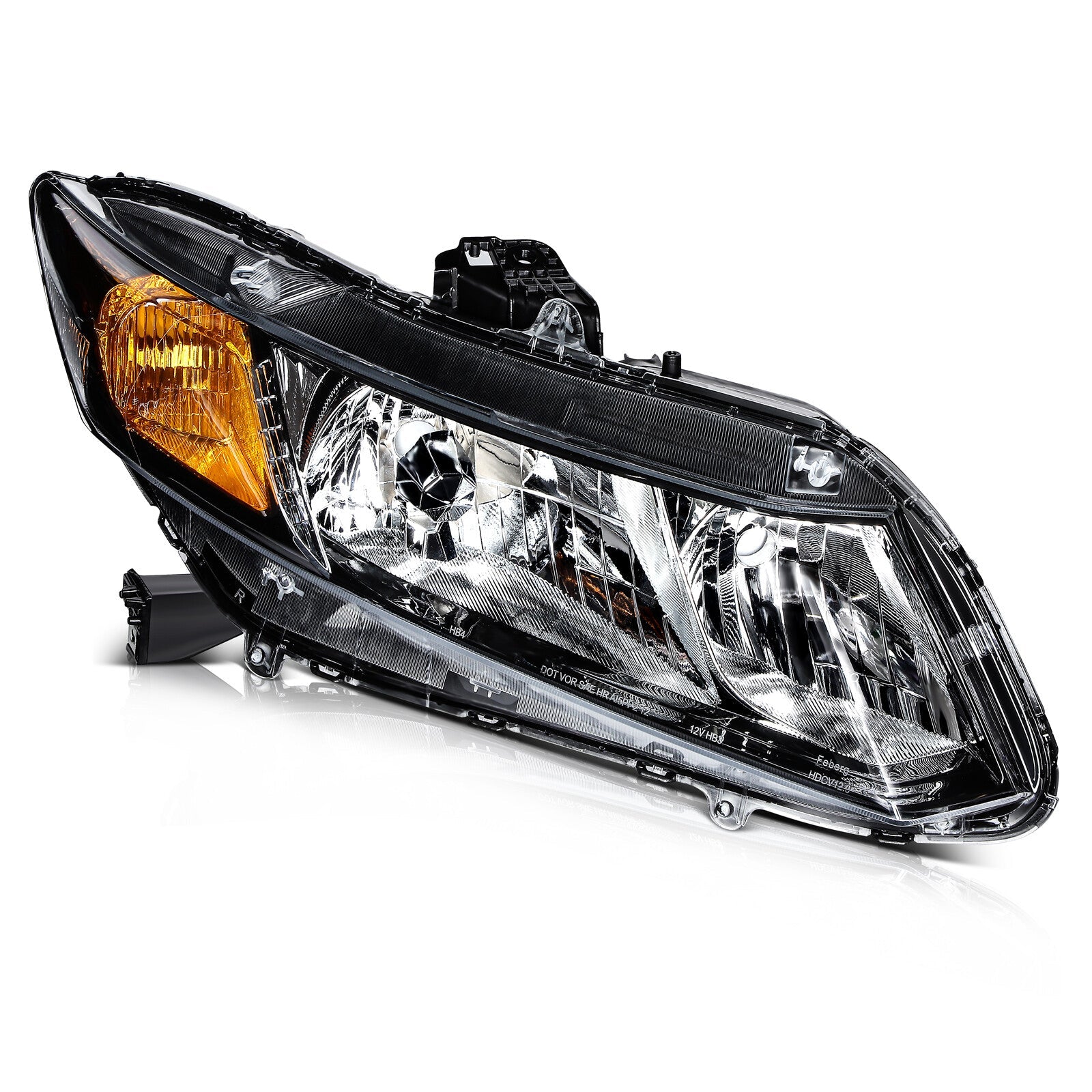 For 2012-2013 Honda Civic 2Dr/2012-2015 4Dr Black Left+Right Headlights Assembly 6B93BC-57