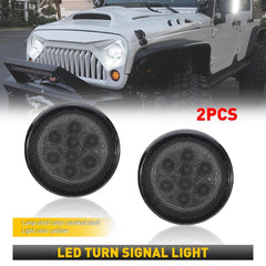 Front Amber LED Turn Lights Signal for Jeep Wrangler 2007-2018 JK (Smoke Lens) 6B93BC-57