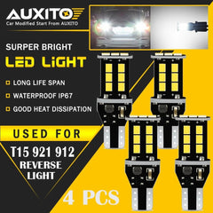 4 PC AUXITO 921 912 T15 LED Reverse Light Bulb CANBUS Error Free 1200LM White EA AUXITO