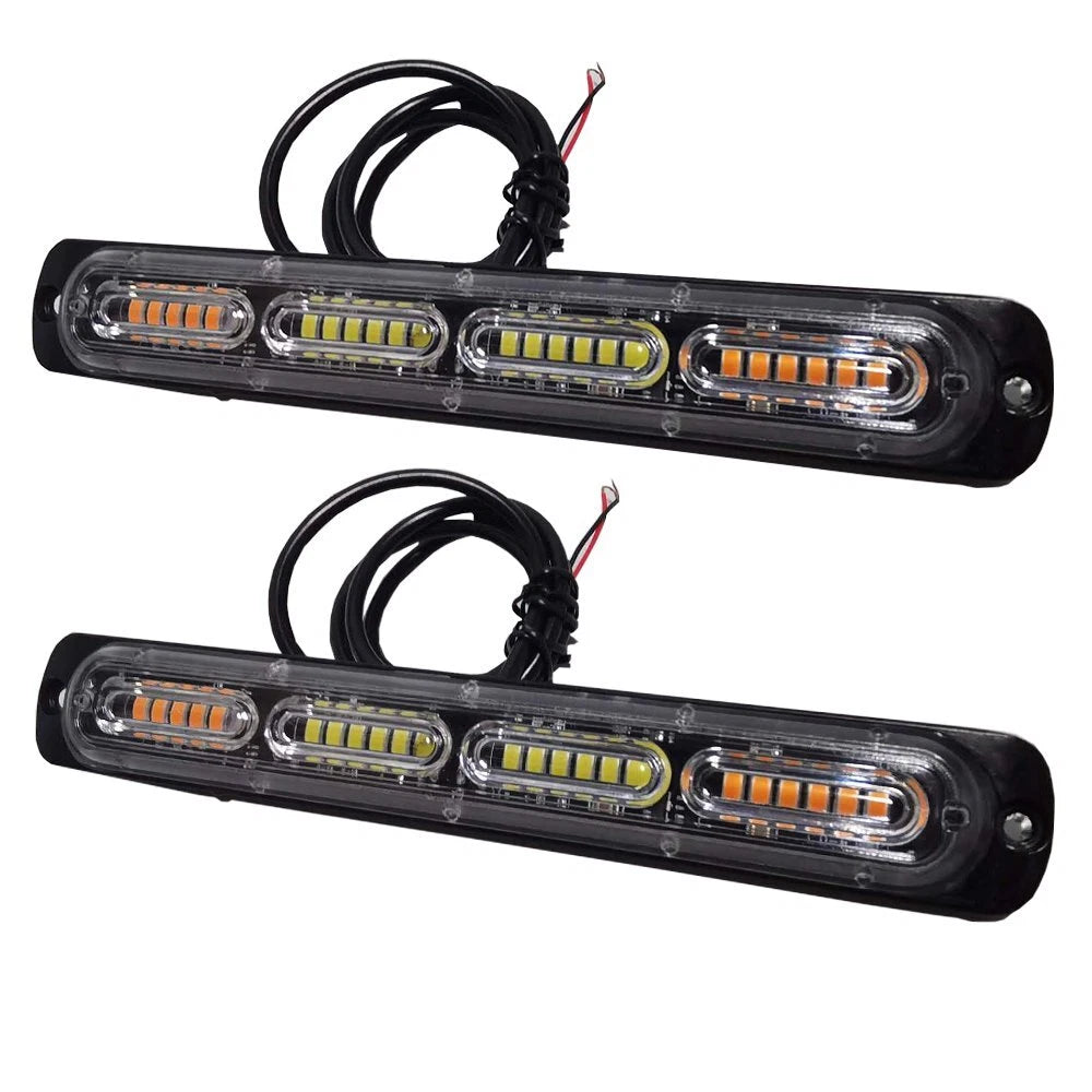 2x Amber White LED Car Truck Emergency Warning Hazard Flash Strobe Light Bar EOA 6B93BC-57