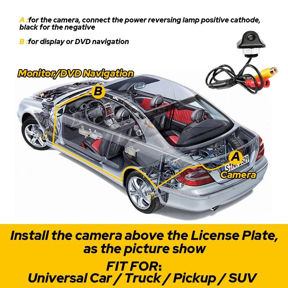Car Rear View Reverse Parking Camera Backup Cam HD Vision Night Waterproof 170? 6B93BC-57