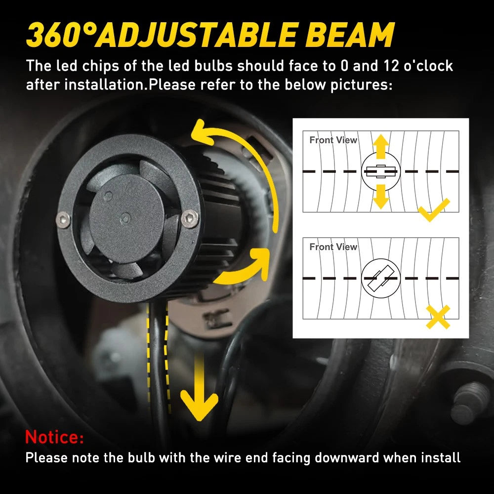AUXITO H7 LED Headlight Bulb Kit High Low Beam 30000LM Super Bright 6500K Y19 EA AUXITO