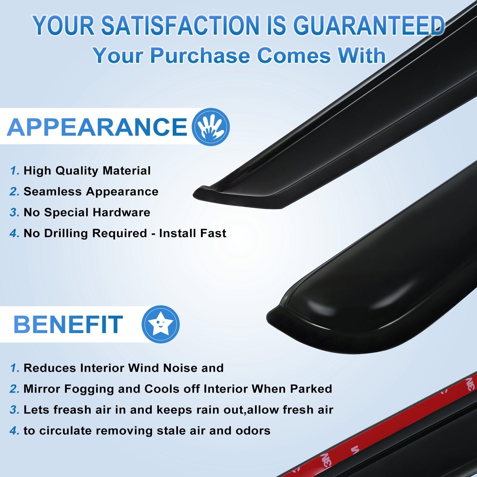 Window Visor Vent Rain Shades Deflectors For 99-16 Ford Super Duty Crew Cab 6B93BC-57