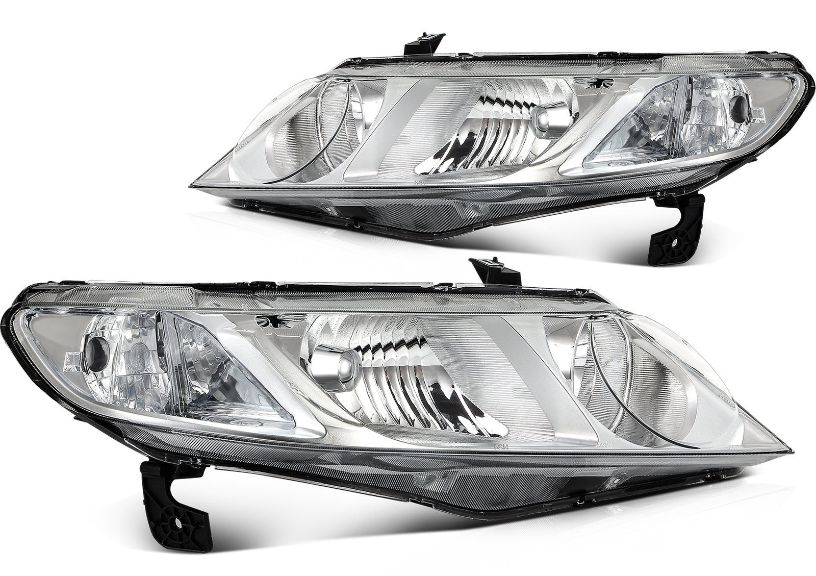 ECCPP Headlights Assembly For Honda Civic 1.8L 2.0L 2006-2011 Pair Kit Chrome 6B93BC-57