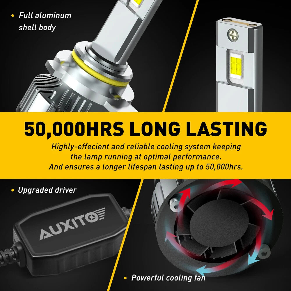 AUXITO 9012 LED Headlight Kit High Low Beam Bulbs Bright White CANbus Y19 EOA AUXITO