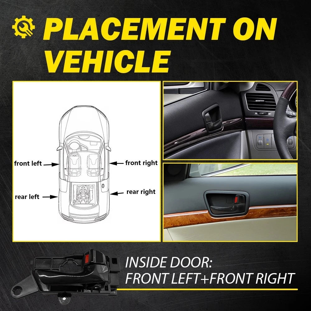 Interior Door Handle For 2008-2010 Hyundai Sonata Front Left & Right Gloss Black 6B93BC-57
