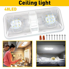 Universal LED Car Vehicle Interior DOUBLE Dome Light Roof Ceiling Lamp White 12V 6B93BC-57