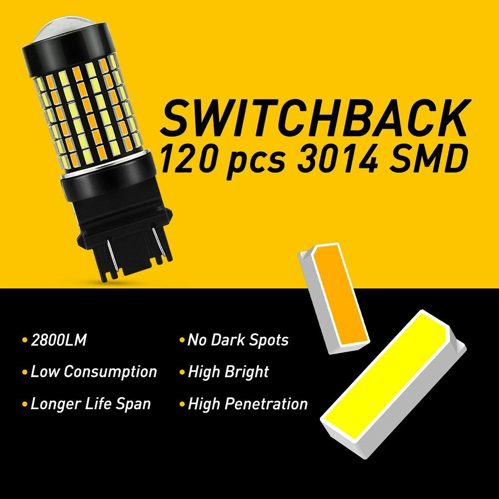 3157 Switchback LED Turn Signal Lights WHITE AMBER Dual Color Canbus Error Free 6B93BC-57