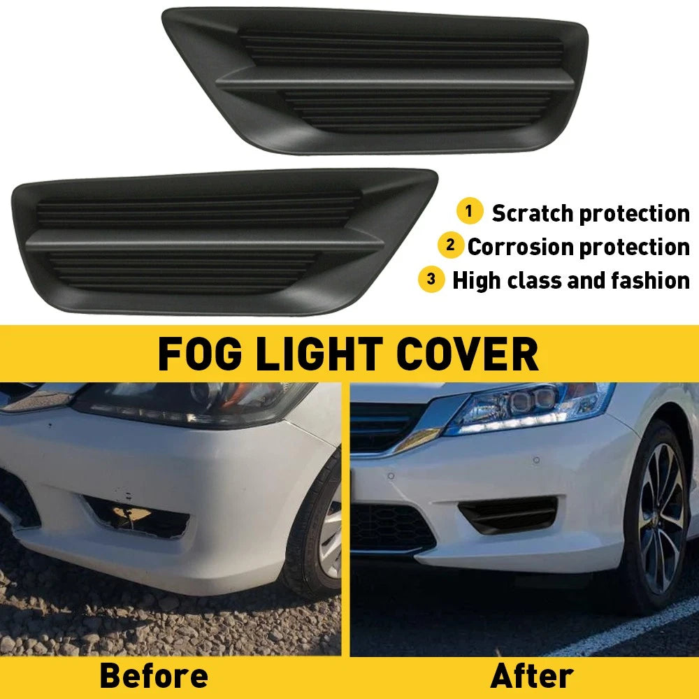 FRONT BUMPER FOG LIGHT LAMP HOLE COVER SET FOR 13-15 HONDA ACCORD SEDAN 4 DR EOA 6B93BC-57