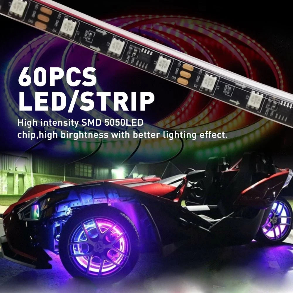 4PCS 15.5" RGB Color LED Chasing Truck Wheel Rings Rim Lights For Jeep Wrangler 6B93BC-57