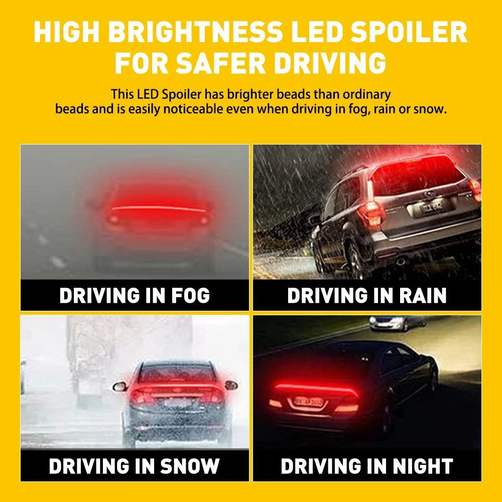 Carbon Fiber LED Car Tail Brake Light Strip Rear Lip Spoiler Trim Bright Durable 6B93BC-57