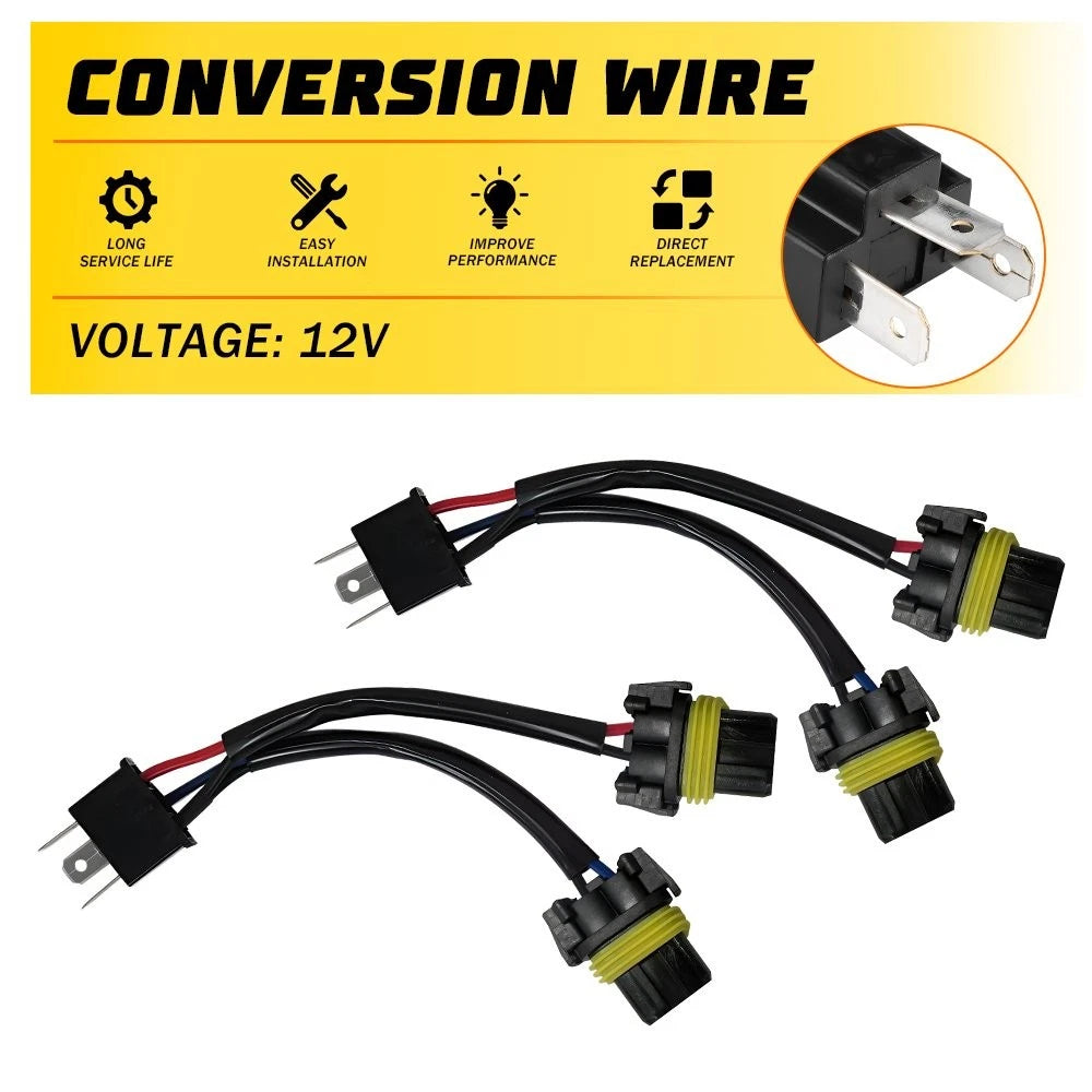 Conversion Wire H6054 to 9005 9006 Two Harness Head Light Bulb Adapter Connector 6B93BC-57
