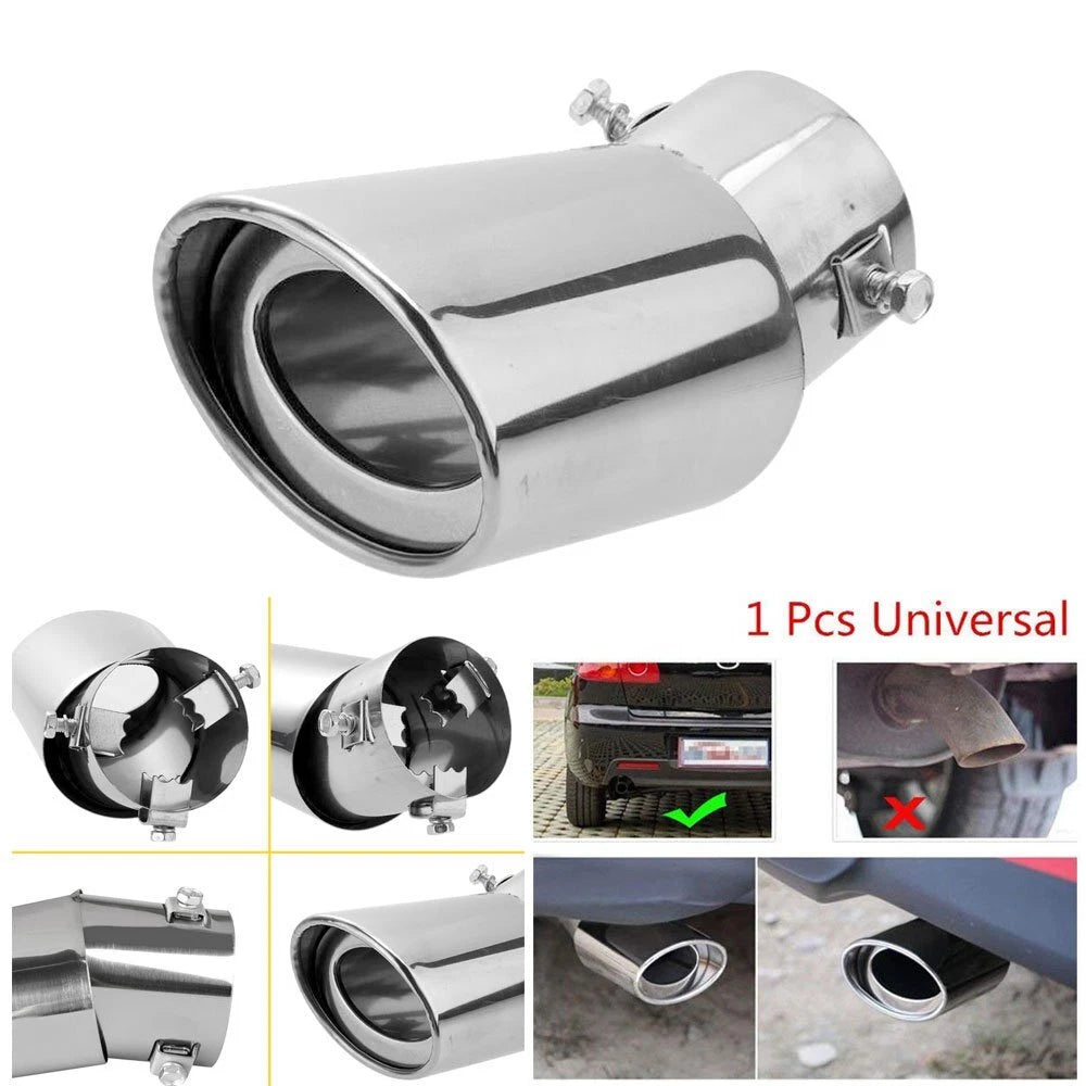 Car Muffler Tip Exhaust Stainless Steel Pipe Chrome Effect For 1.75-2.5 inch D 6B93BC-57