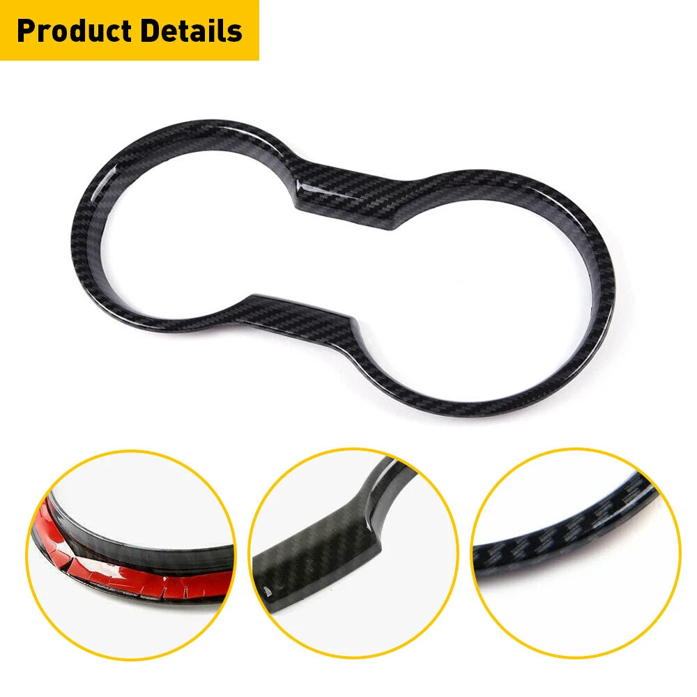 CUP HOLDER COVER FRAME CARBON FIBER ACCESSORIES TRIM FOR MUSTANG 2015-2022 EOA 6B93BC-57
