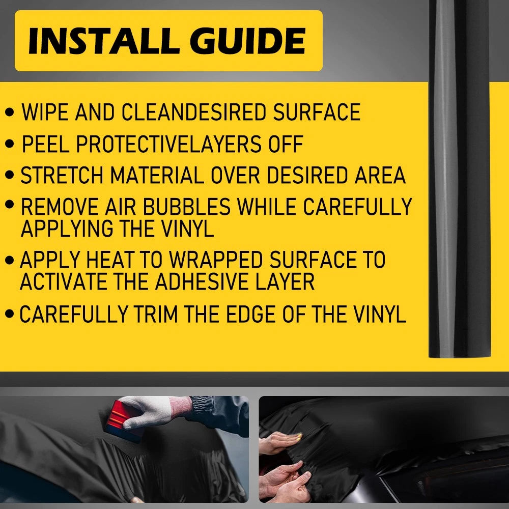Gloss Black Vinyl Automotive Wrap Film Roll Wrap Car Stickers 59IN x 11.8IN EOA 6B93BC-57