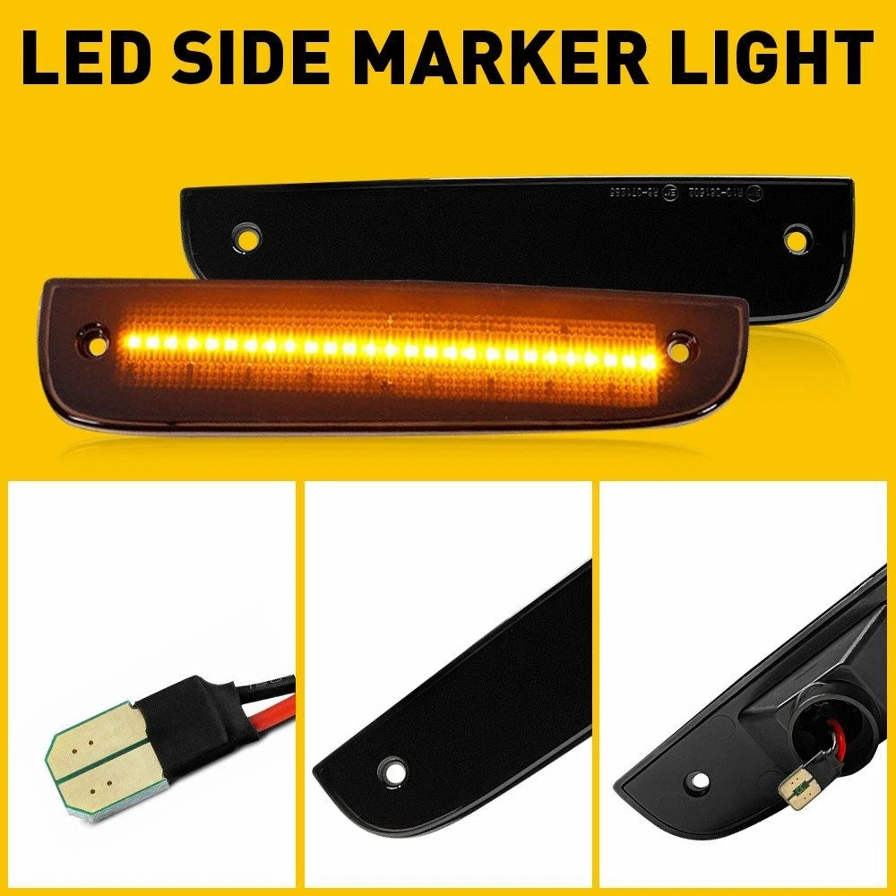 For 97-01 Jeep Cherokee Amber Smoked LED Front Side Corner Parking Marker Lights 6B93BC-57
