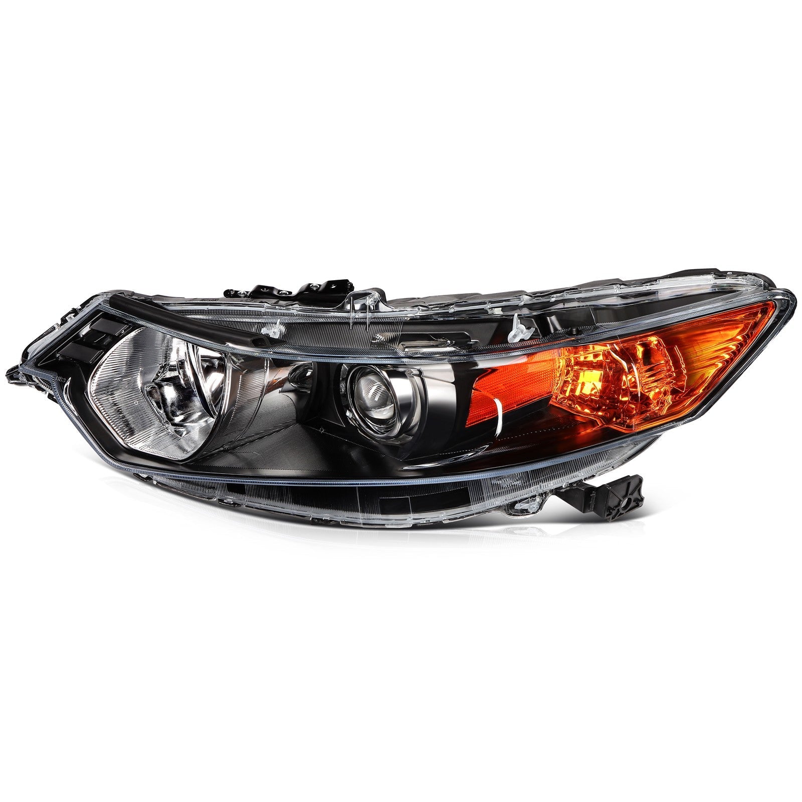 Pair Halogon Headlights Assembly For 2009-2014 Acura TSX 2.4L 3.5L Black Amber 6B93BC-57