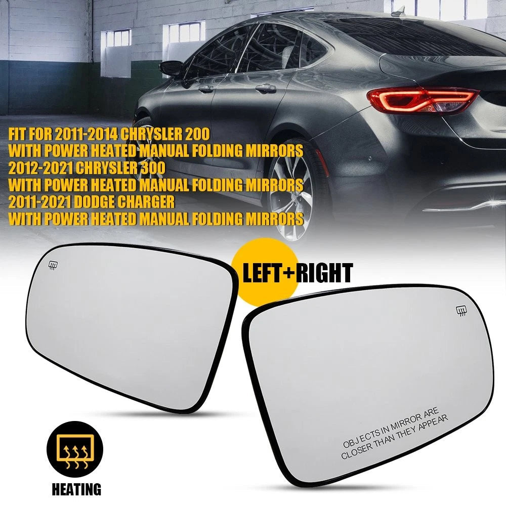 2PCS Mirror Glass Heated LH RH For 2011-2021 DODGE CHARGER CHRYSLER 200 300 EOA 6B93BC-57