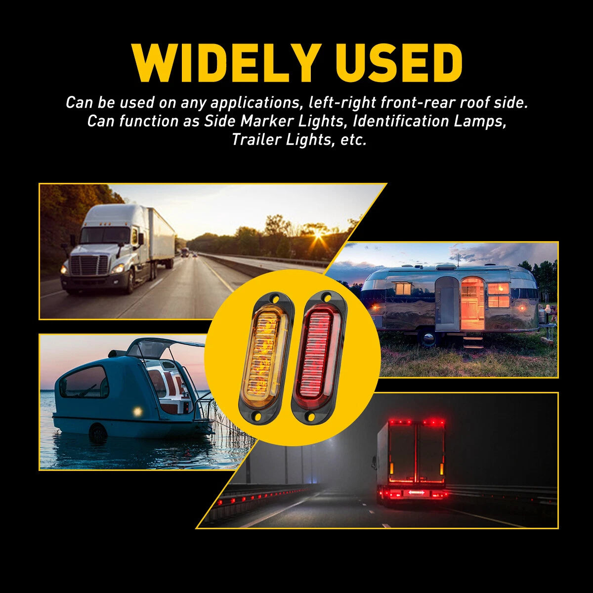 4-LED Side Marker Amber Red Lights Clearance Light Truck Trailer RV Waterproof A 6B93BC-57