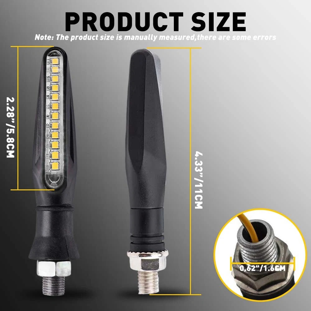 Black Universal Motorcycle 12 LED Turn Signal Blinker Indicator Amber Light 6B93BC-57