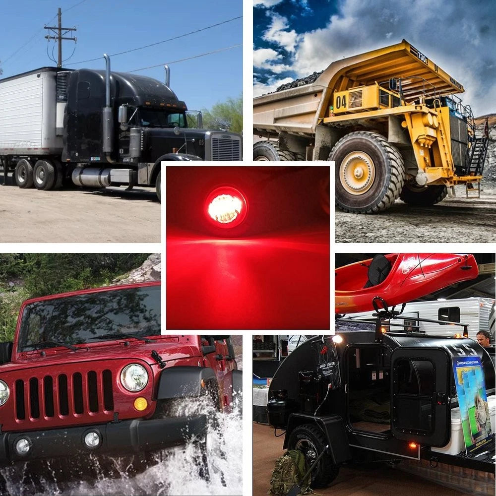 10X Red 3/4" Side Marker Lights LED Truck Trailer Round Side Bullet Light EOA 6B93BC-57