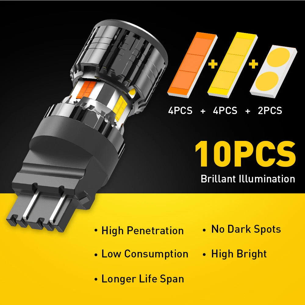 2X 3157 SWITCHBACK LED TURN SIGNAL LIGHT ANTI HYPER FLASH WHITE AMBER DUAL COLOR 6B93BC-57