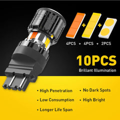2X 3157 SWITCHBACK LED TURN SIGNAL LIGHT ANTI HYPER FLASH WHITE AMBER DUAL COLOR 6B93BC-57