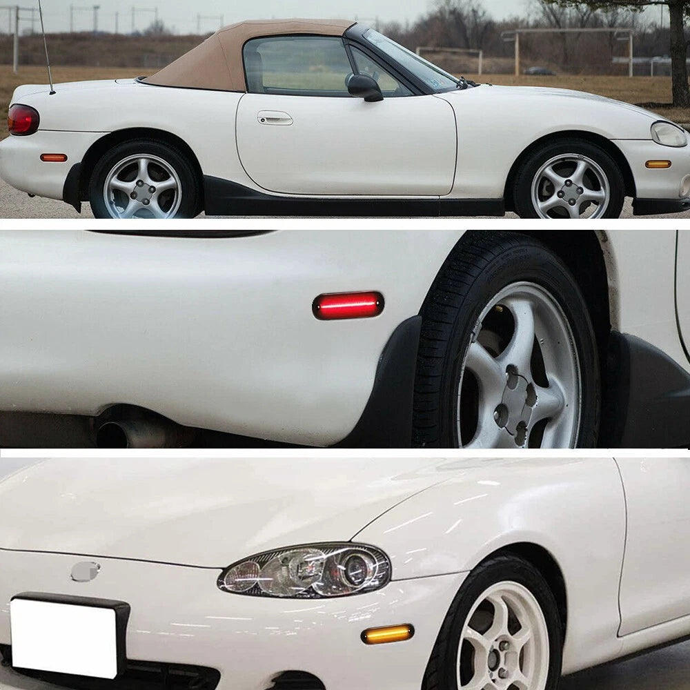 For Mazda Miata MX-5 1990-2005 Car Auto Front Rear LED Side Marker Lights Smoked 6B93BC-57